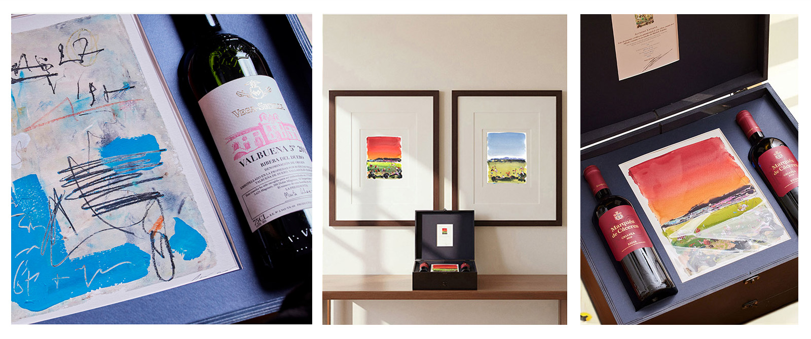 Cofre corporativo de Arte & Vino con obra original y vino boutique